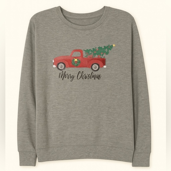 Christmas Tees - 2 Women’s Holiday tees. 1 red gnome, 1 gray truck. Size Medium - Picture 4 of 5